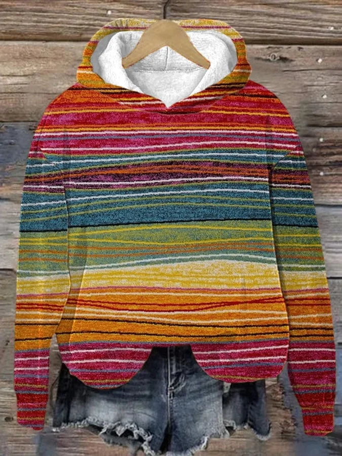Women's Colorful Plaid Print Hoodie