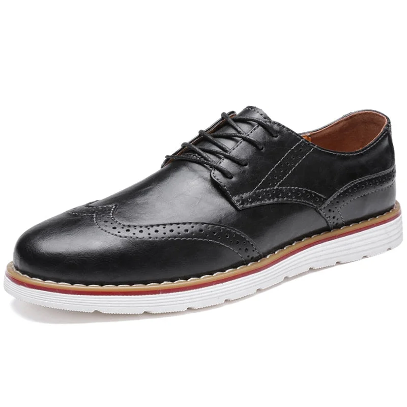 Genuine Leather Men Casual Shoes Luxury Party Dress Shoes Men Oxfords Shoes British Trendy Brogue Shoes Lace-up Plus Size 38-48