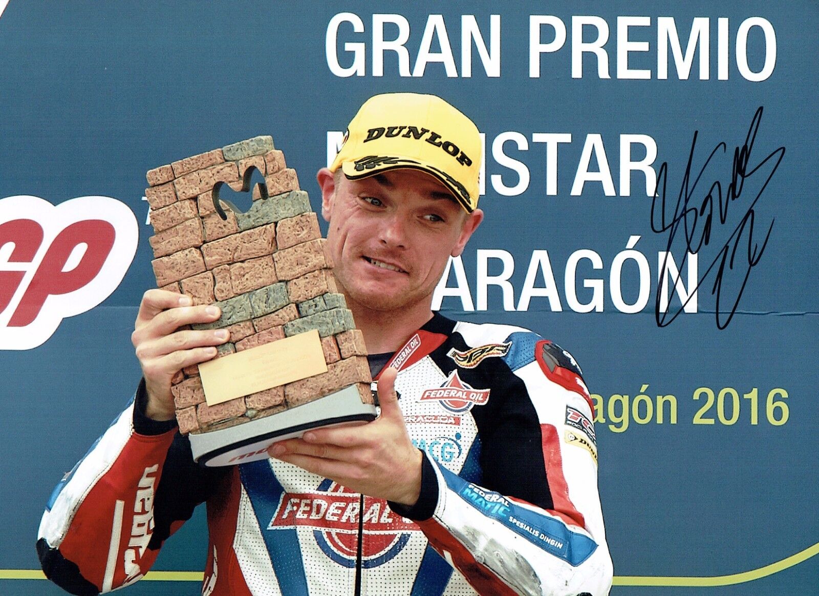 Sam LOWES SIGNED Autograph 16x12 Photo Poster painting B AFTAL COA MOTOGP Aprilia Rider