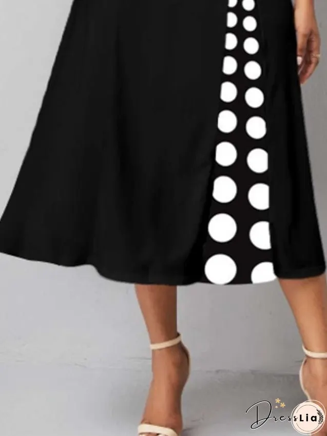 Women's Dress - Casual Dress Work Dress Church Dress Midi Dress Black 3/4 Length Sleeve Polka Dot Ruched Winter Fall Spring V Neck Modern Winter Dress Office Daily S M L XL XXL