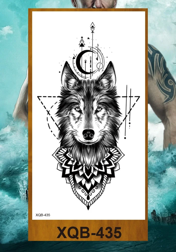 Temporary Tattoo Stickers Men Women Adult Girl Chest Flower Arm Leg Fake Tatoo Semi Permanent Tiger Wolf Beauty & Beast Body Art