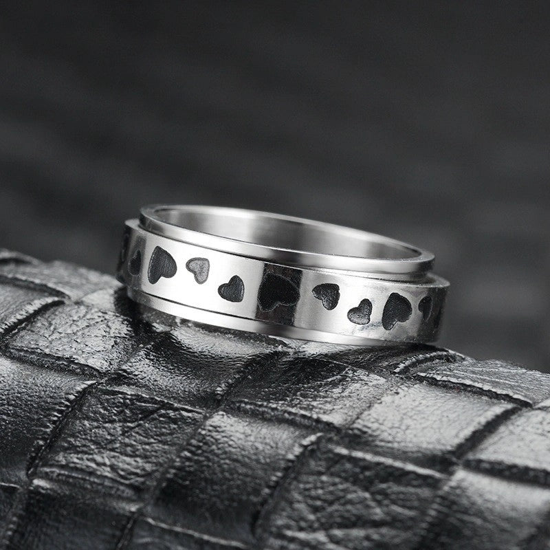 Sources Xingyue Couple Ring Double-layer Rotating Dynamic Decompression Anti-anxiety Pressure Titanium Steel Ring