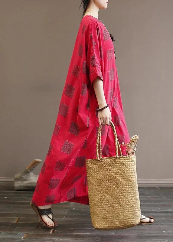 Unique cotton quilting clothes 18th Century Casual Square Batwing Sleeve Loose Dress