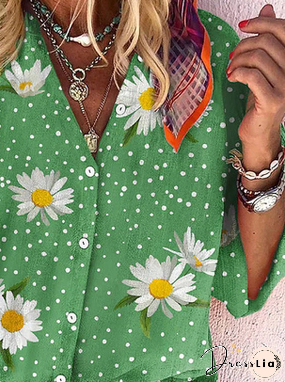 Casual Loosen Buttoned White Button Down Mid Sleeve Blouse