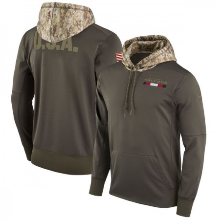 Men's Atlanta Falcons  Olive Salute to Service Sideline Therma Pullover Hoodie