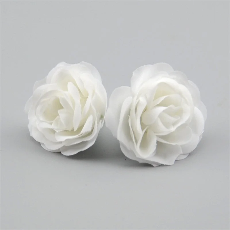 10pcs 2.5cm Mini Silk Artificial Rose Flowers Cloth For Wedding Party Home Room Decoration  DIY Dress  Accessories Fake Flowers