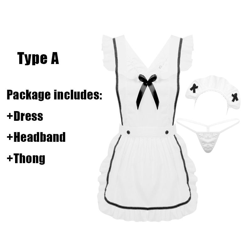 OJBK Anime Maid Cosplay Costumes White Coffee Bar Waitress Cos Outfit Hollow Out Design For Women Sexy Lingrie Uniform 2020 New