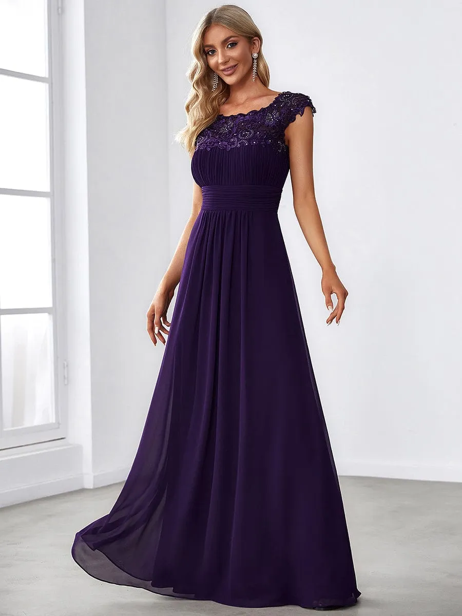 Sophisticated Lace Detail Evening Gown