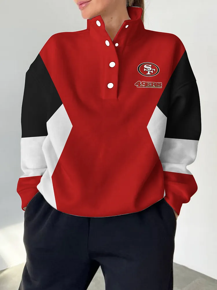 San Francisco 49ers 2025 New Design Casual Snap  Mockneck Pullover