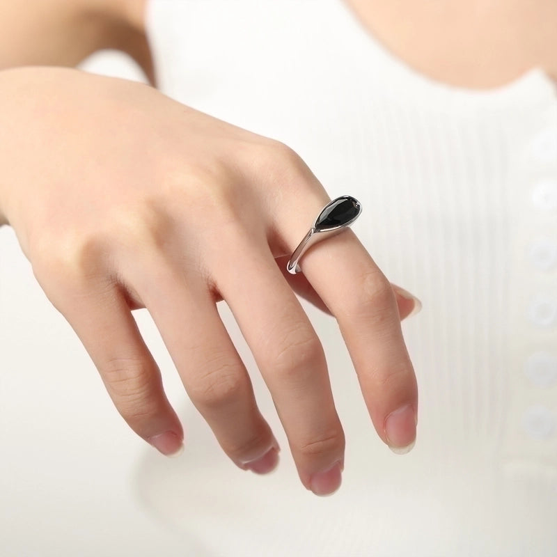 Casual Glam Minimalist Geometric Glass Titanium Steel Glass 18K Gold Plated Plating Inlay Rings