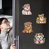 (US Local)6Pcs Acrylic Flower Dog Diamond Painting Refrigerator Magnet Craft Kit