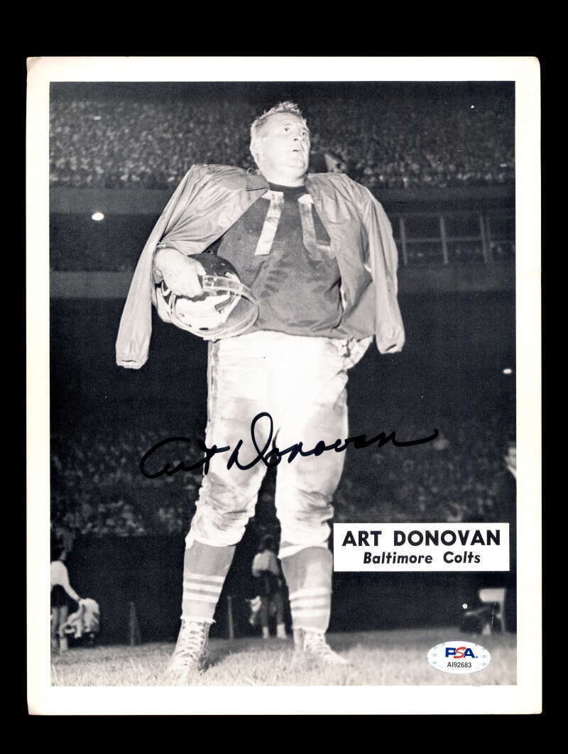 Art Donovan PSA DNA 60`s Signed Baltimore Colts 8x10 Autograph Photo Poster painting