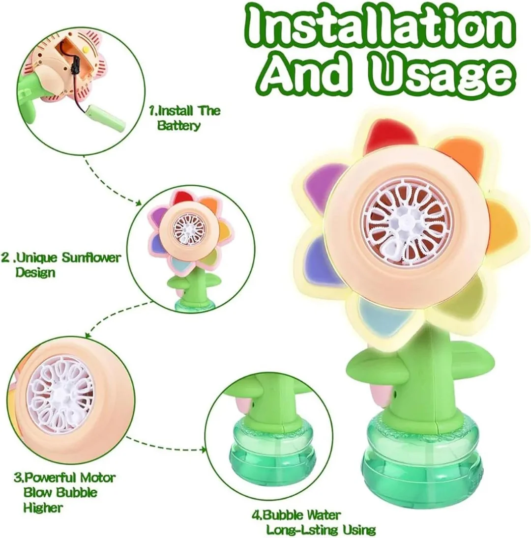 Sunflower Bubble Bath Toy, Flower Bubble Machine for Bath, Rechargeable Fun Swing Dance Bubbles Maker Machine Blower 