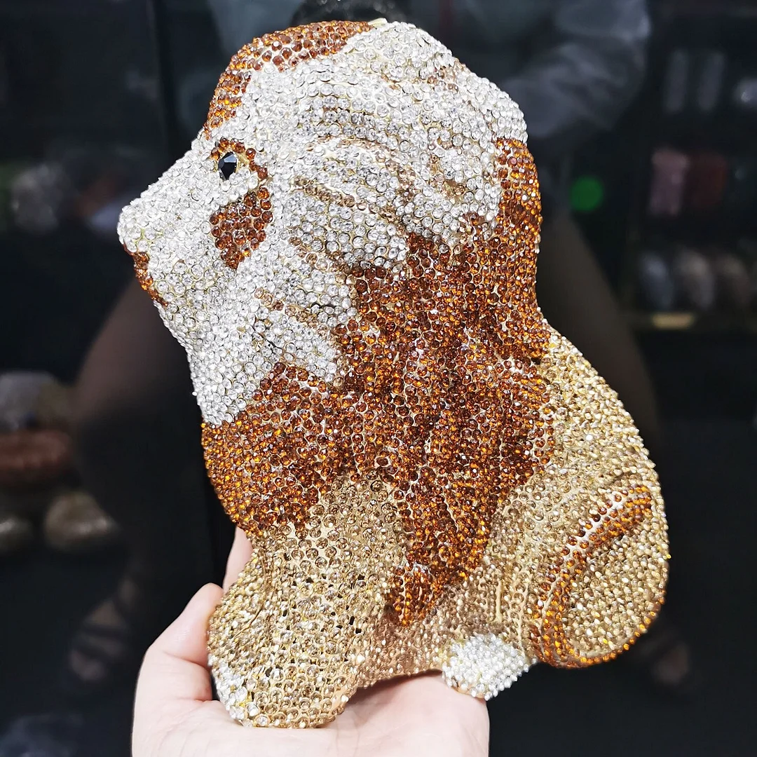 Animal Designer Luxury Crystal Evening Bag lion leopard Clutch Purse Women Handbags Chain Day Clutches SC911