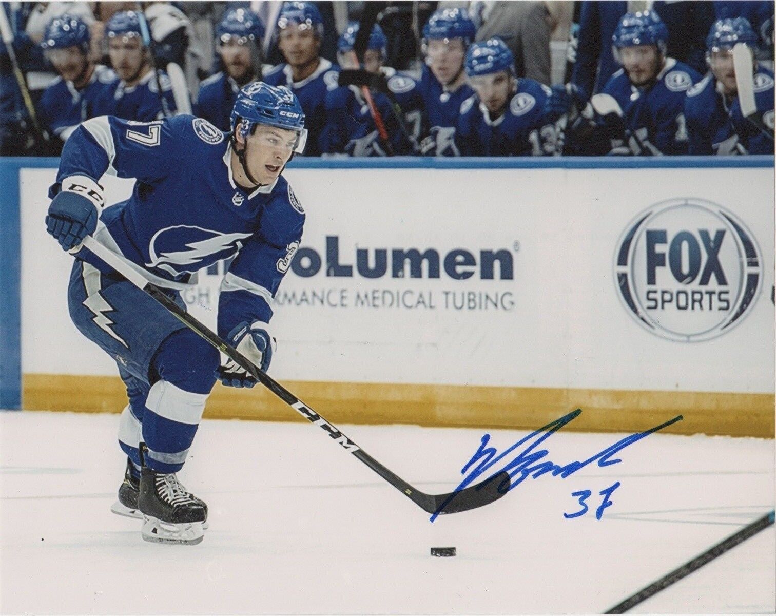 Tampa Bay Lightning Yanni Gourde Signed Autographed 8x10 Photo Poster painting COA #7