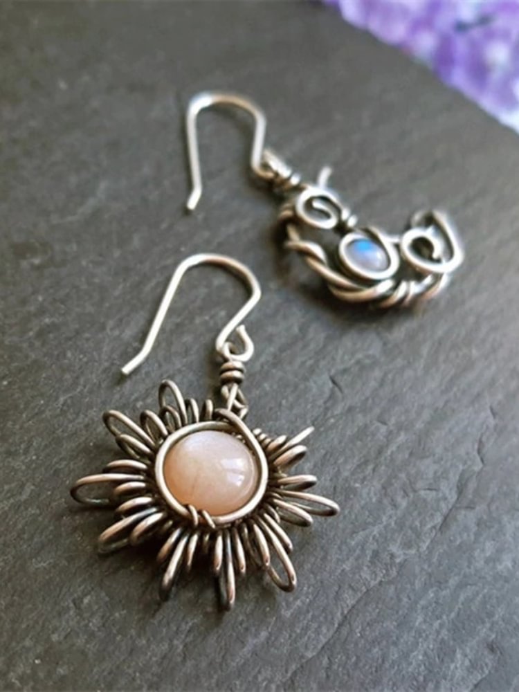 Comstylish Vintage Boho Sun & Moon Inspired Earrings