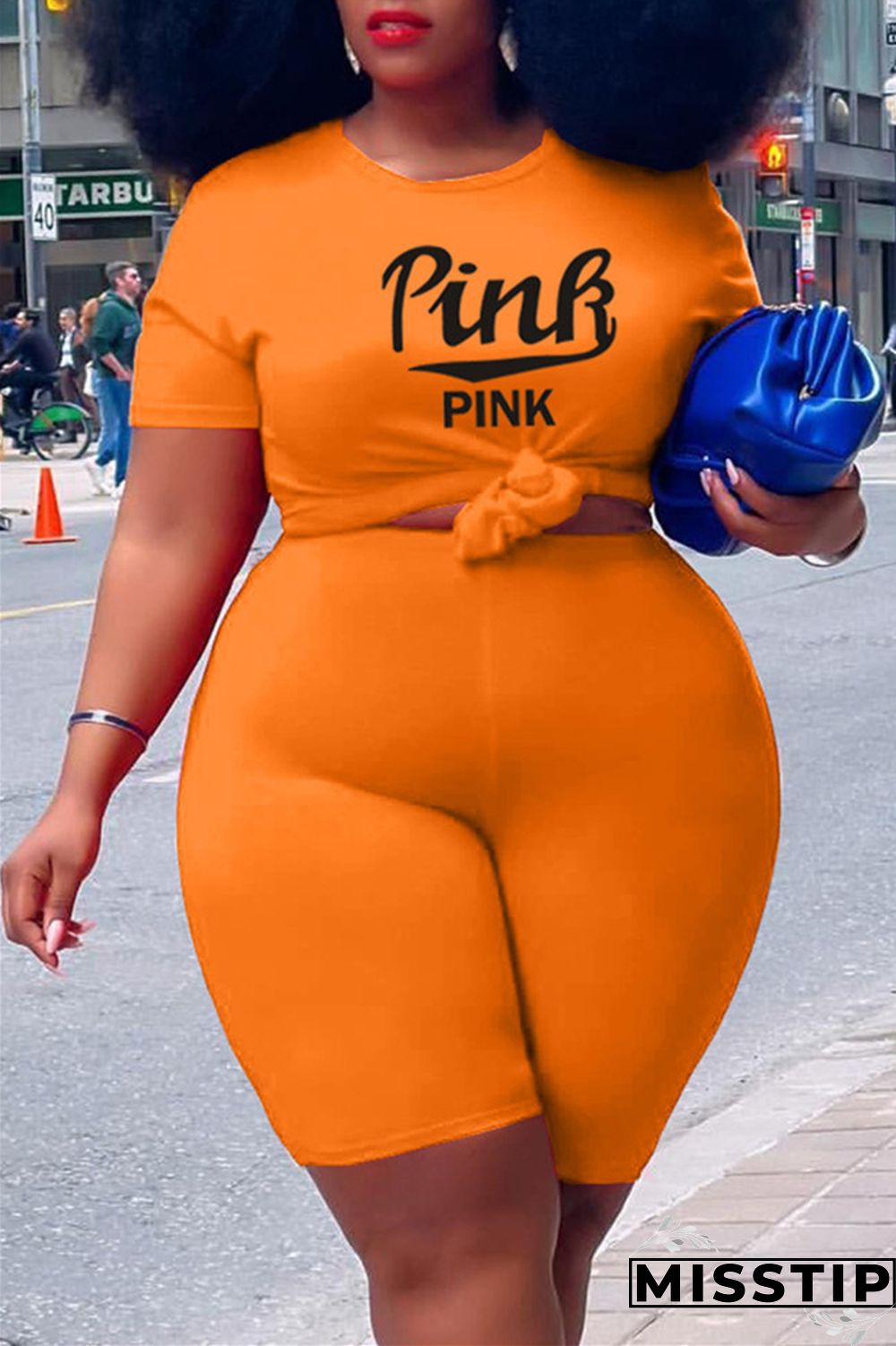 Grey Fashion Casual Letter Print Basic O Neck Plus Size Two Pieces