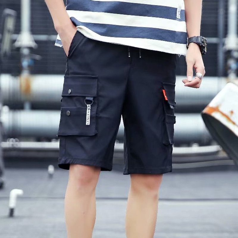 Basic Big Pocket Black Shorts Pants