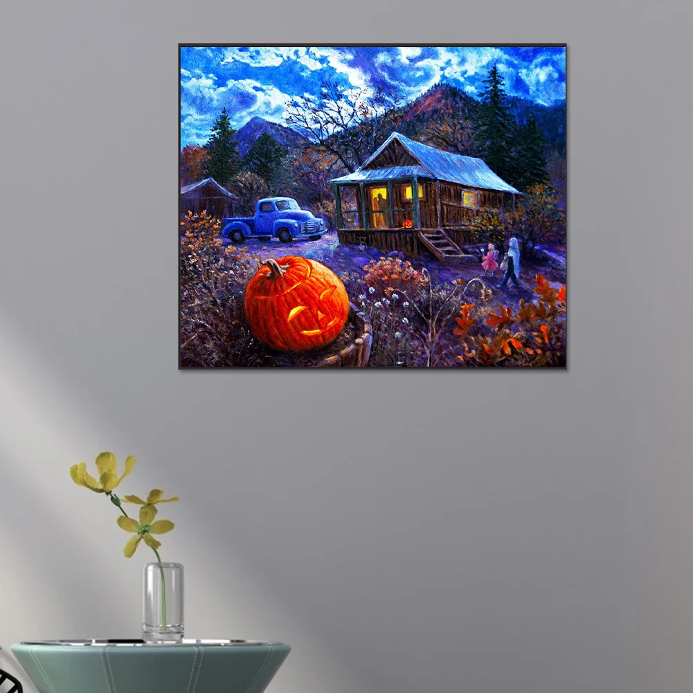 5D DIY Full Round Drill Diamond Painting Outdoor Halloween Scene Kit Home Decor