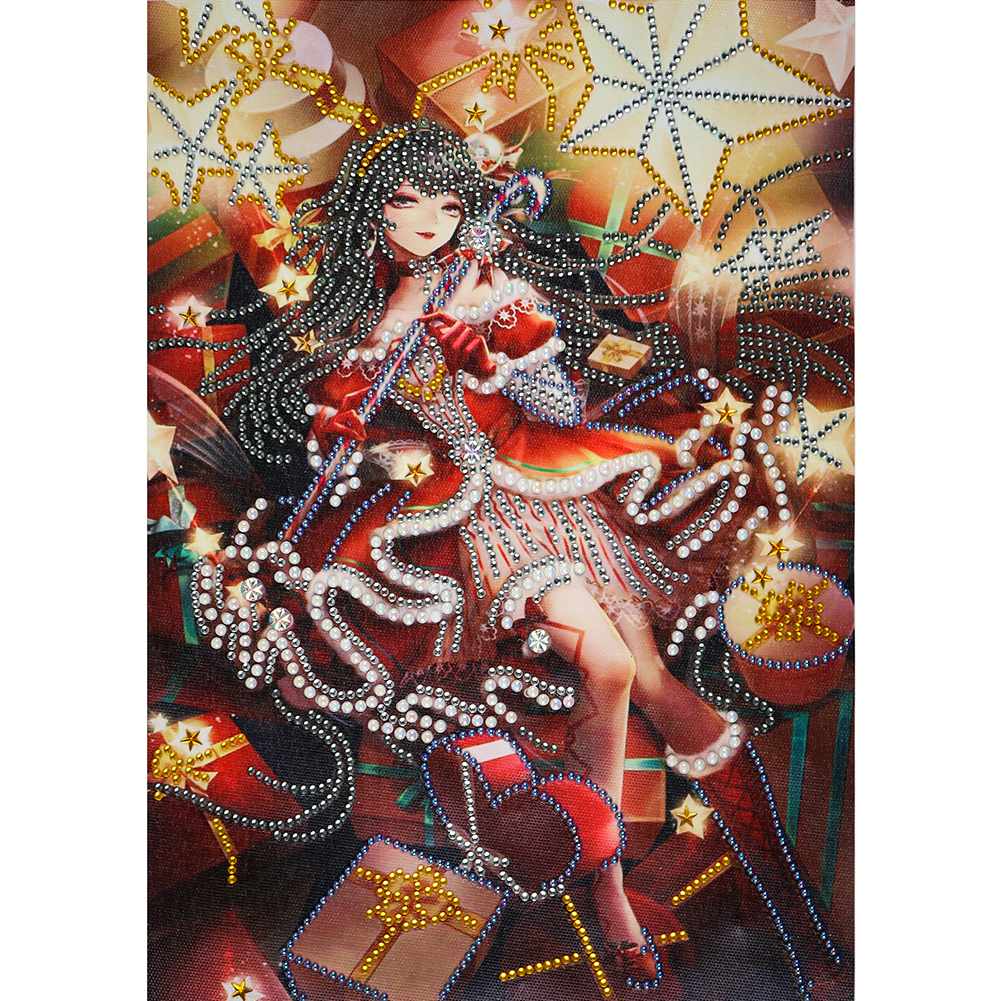 

30*40CM-Special Shaped Diamond Painting-Christmas Girl, 501 Original