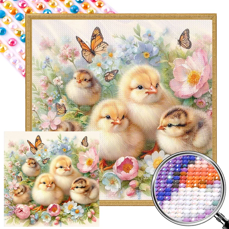 Partial AB Drill - Full Round Diamond Painting - Flower Duck 40*40CM