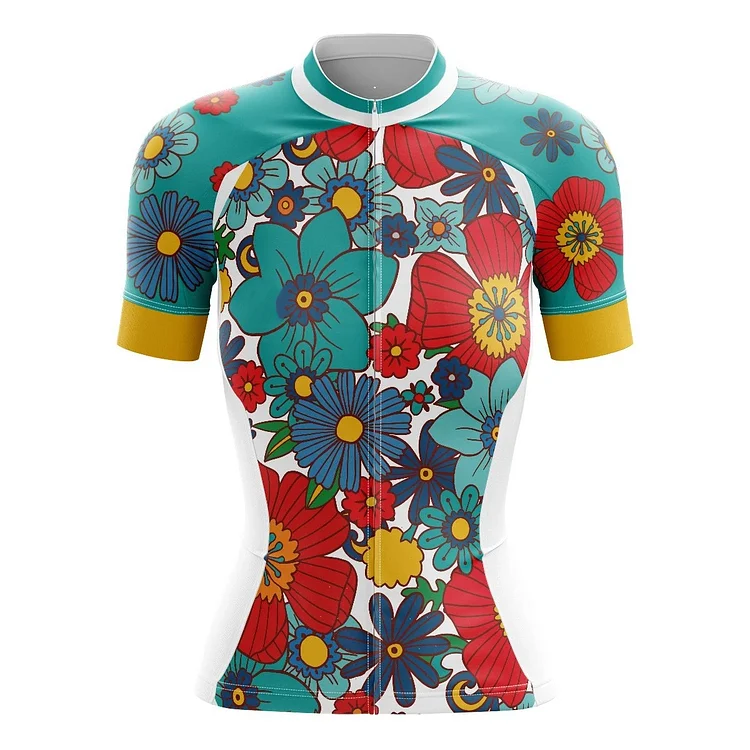 Colorful Flowers Women's Short Sleeve Cycling Jersey