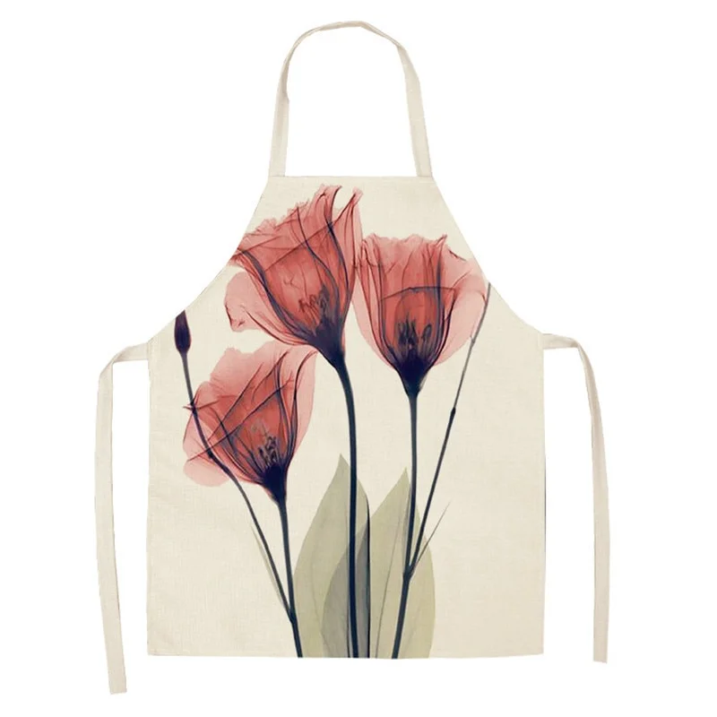 Linen Kitchen Apron - Flower Lotus letclo 