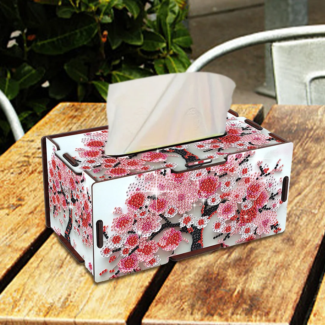 Wooden Diamond Painting Tissue Box for Home and Office Decoration (ZJH037)