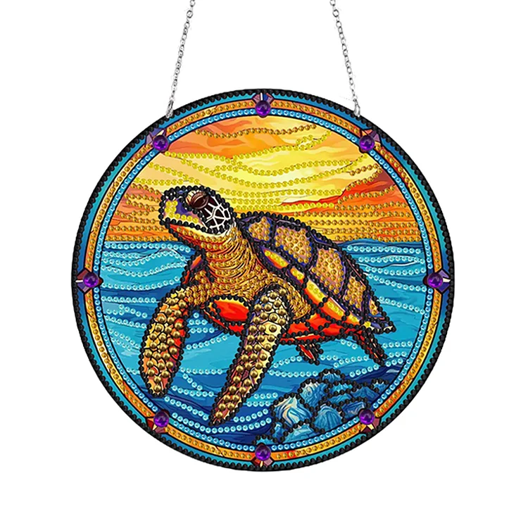 【Key-chain】DIY Crystal Rhinestone Pendants Handmade Turtle Diamond Dots Art Decoration Gift gbfke