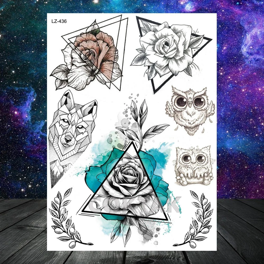 COKTAK Lavender Morning Glory Temporary Tattoos Sweet Peas Flower Body Art Arm Wrist Tatoos Waterproof DIY Fake Tattoo Stickers