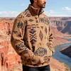 💥 2025 Hot Sale!Men's Fuzzy Pullover Sweatshirt, Print, Stand Collar, Long Sleeve, Suitable For Daily Casual, Commuting, Street Fashion, Warm Winter New Style