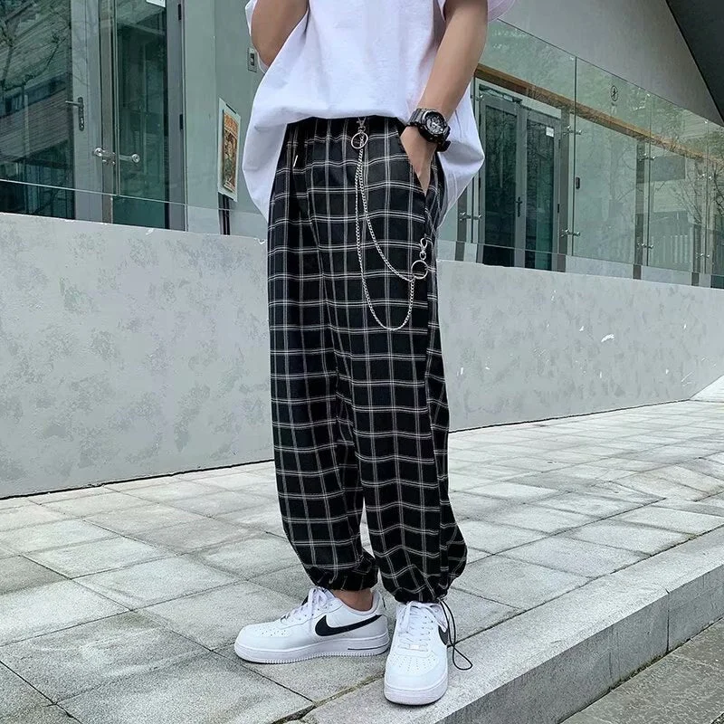 Aonga Streetwear Ankle-Length Pants Men Joggers  Summer Mens Straight Harem Pants Men Korean Hip Hop Trousers Plus Size