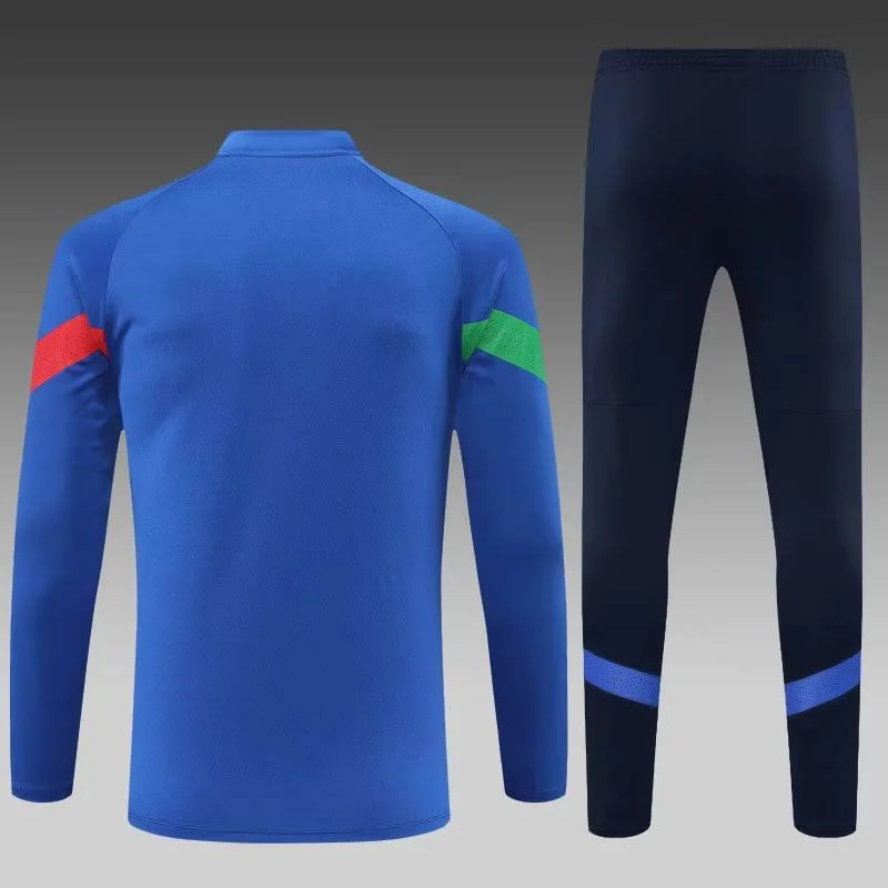 2022 Italy Half-Pull Training Suit Blue Soccer Shirt