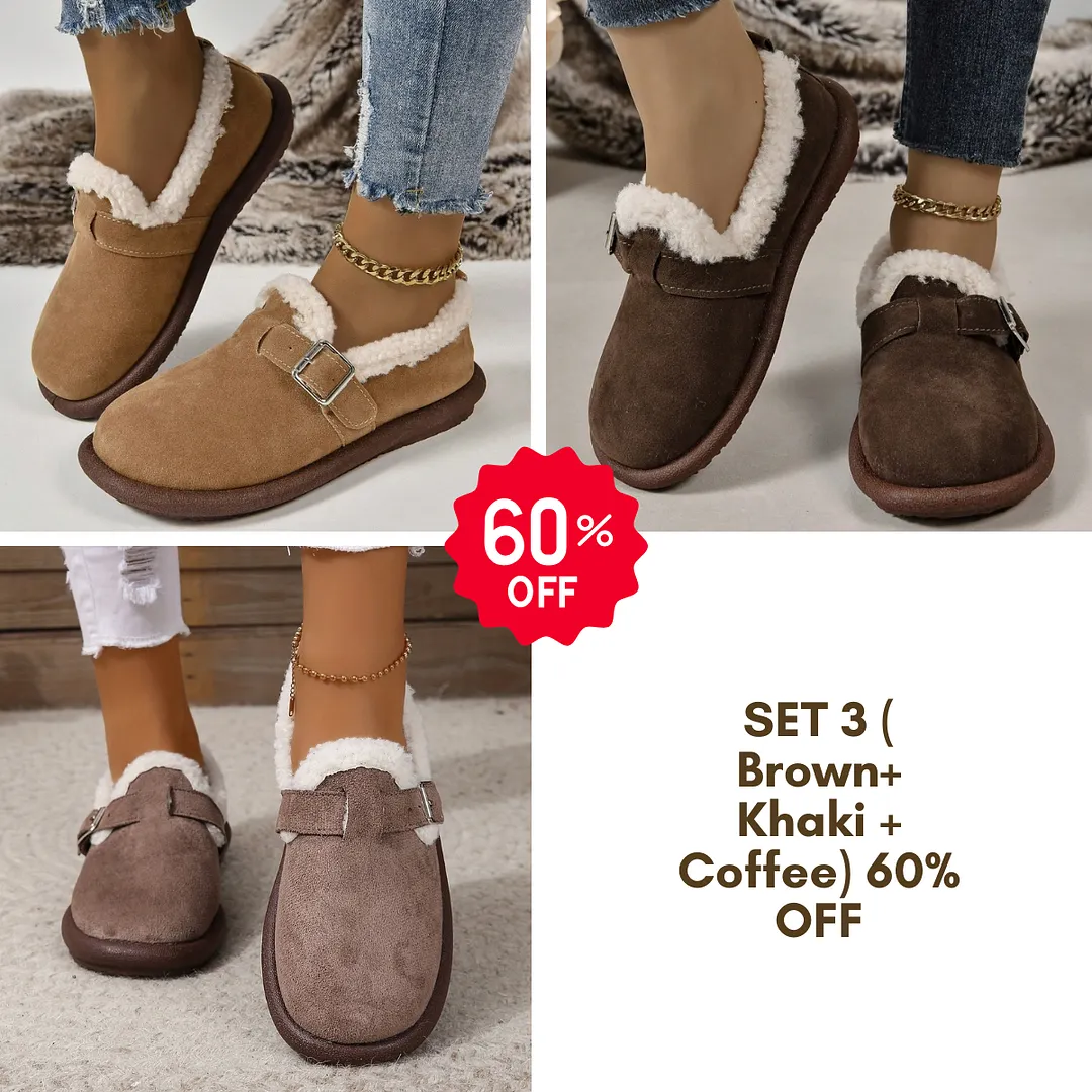 🔥LAST DAY 50% OFF -WOMEN'S PLUSH ROUND TOE SLIP-ON FLATS-BUY 2 FREE SHIPPING