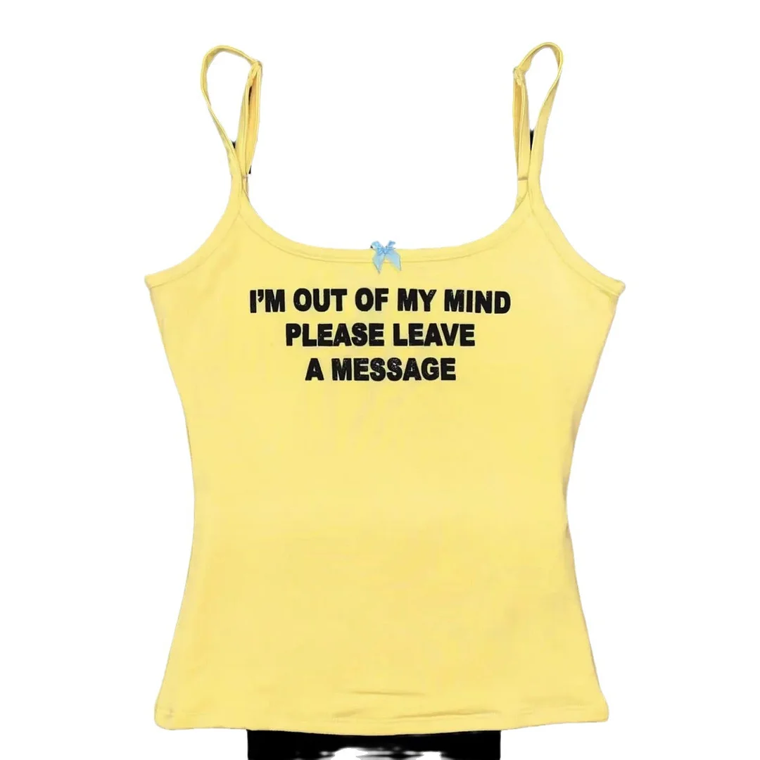 Uveng Uveng Girl Style Letter Print Sleeveless Short Vest Retro Top Women's Summer New