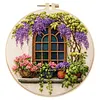 29x29cm DIY Cotton Embroidery Kit with Embroidery Hoop Pre-Printed Pattern Needlework Handmade Landscape Hand Stitch Kit for Craft Lover Gift
