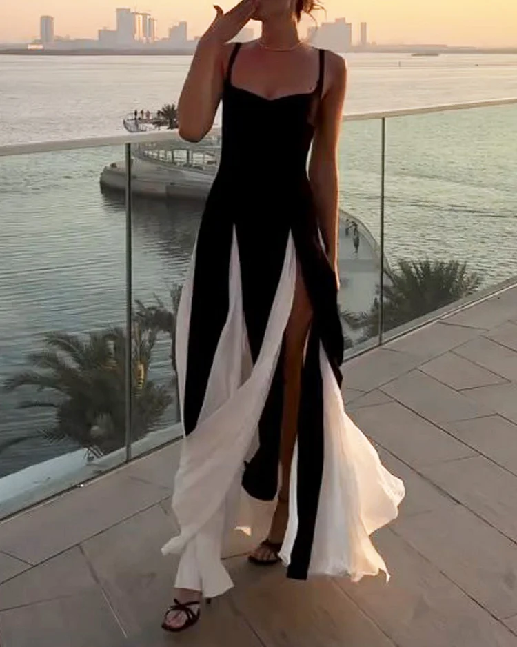 Sleeveless Solid Slit Dress