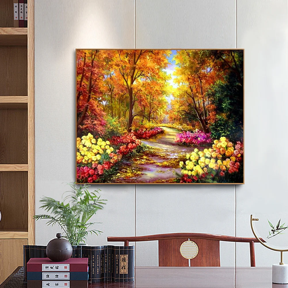 11CT Full Stamped Cross Stitch - Autumn Forest(Canvas|50*40CM)