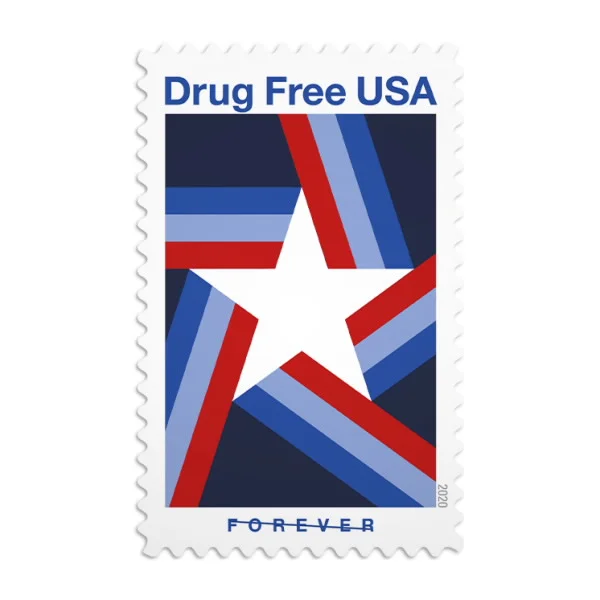 Drug Free Self-stick Adhesive Stamps US Postal Service Forever
