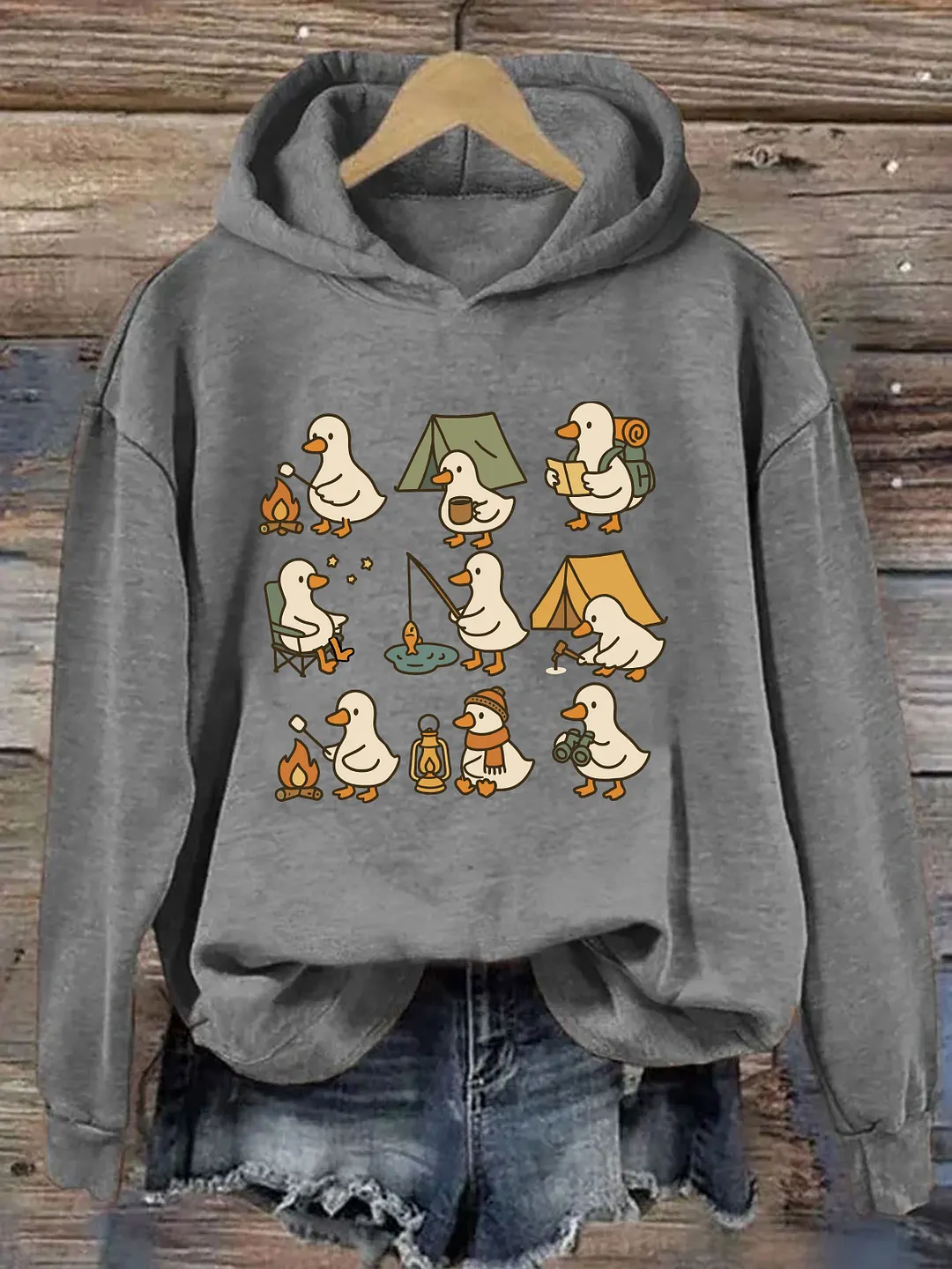 Cute Goose Camping Hoodie