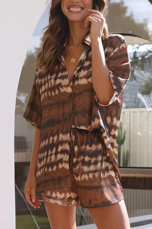 Women's retro cotton casual 2-piece shirt suit