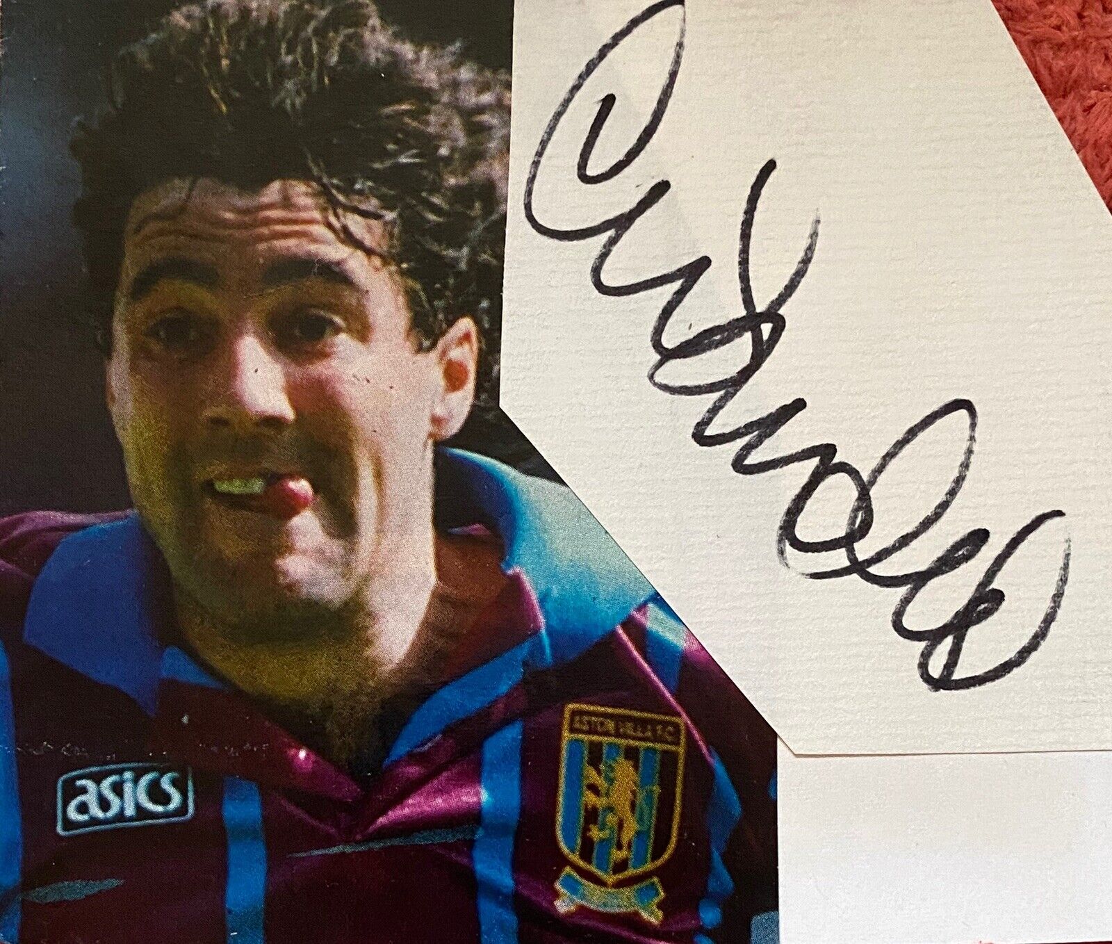 Dean Saunders Genuine Hand Signed Photo Poster painting / White Card - Aston Villa
