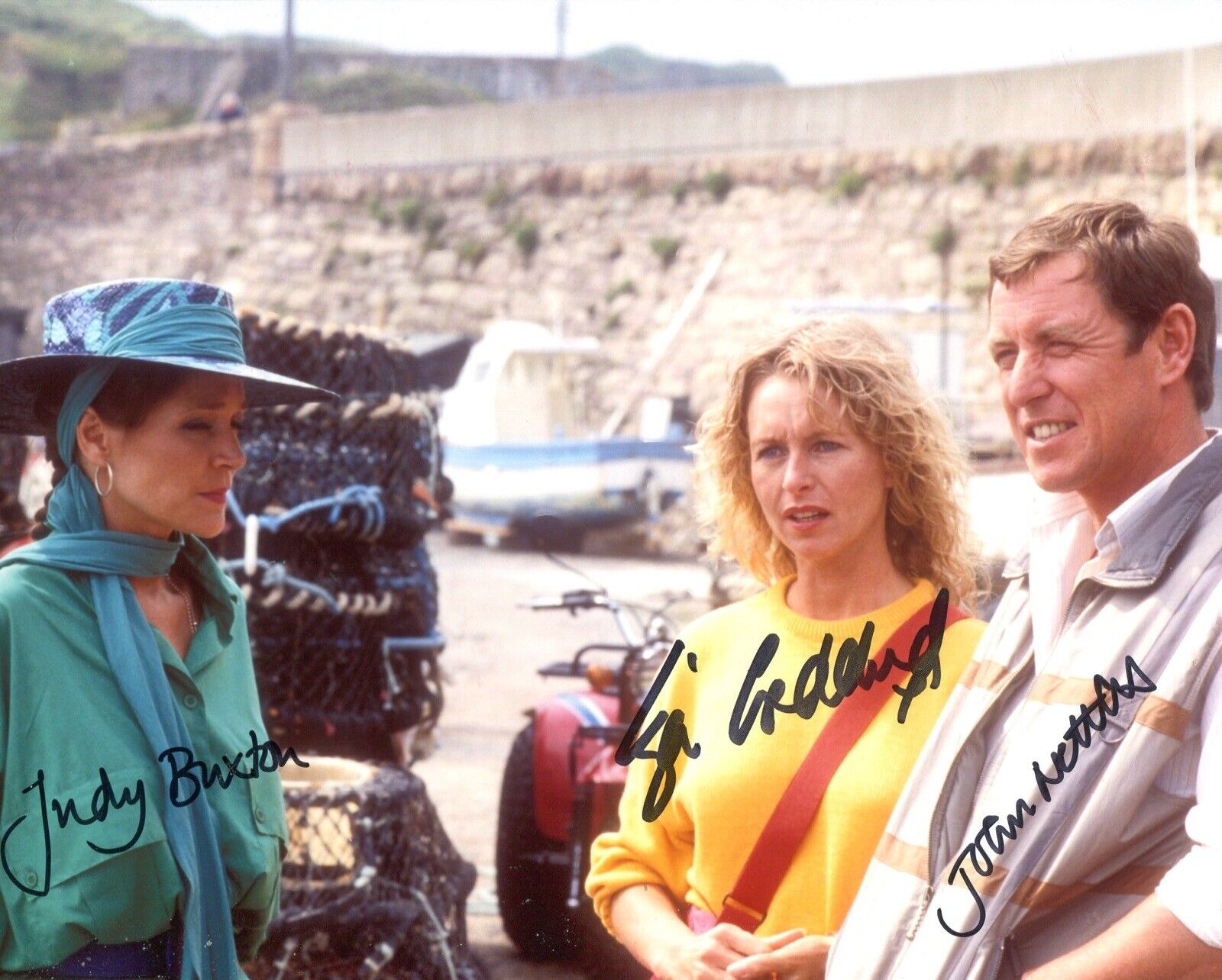 BERGERAC Photo Poster painting signed by John Nettles, Liza Goddard & Judy Buxton - UACC DEALER