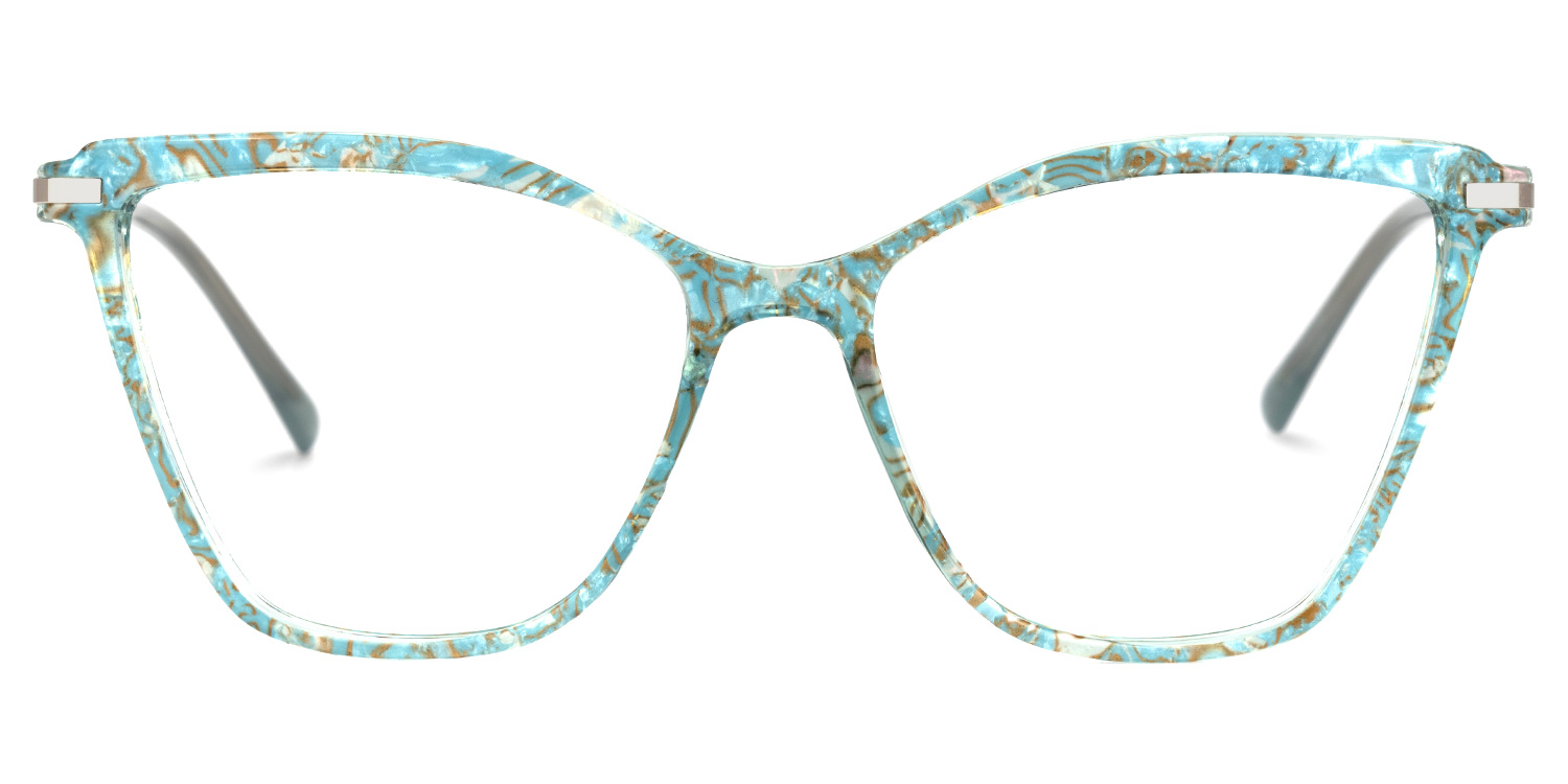 Fearghus Blumendruck-Blau Cateye Brille  Blumendruck-Blau