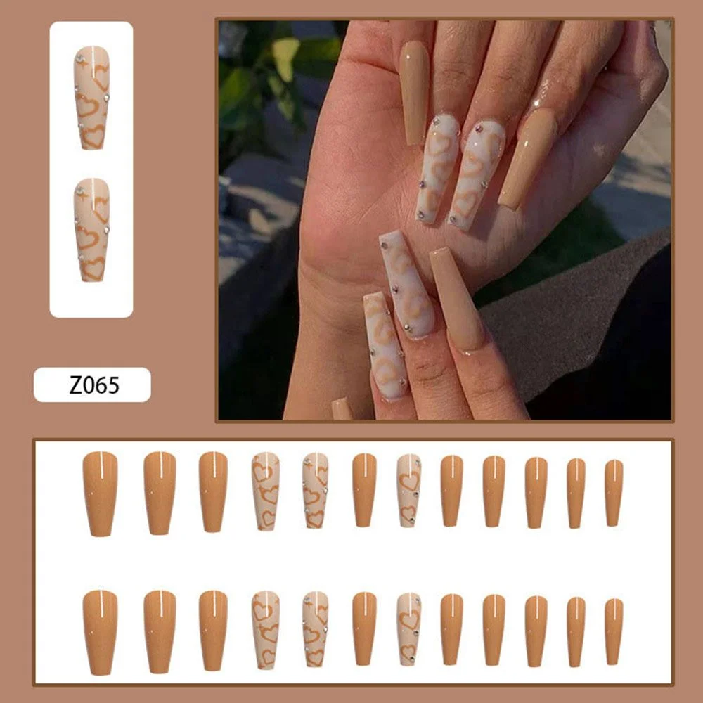 24pcs Long Coffin Fake Nails European Star Pink Gradient Ballerina Nail Art Full Tips with Glue Sticker Detachable False Nails-Nail Inspo