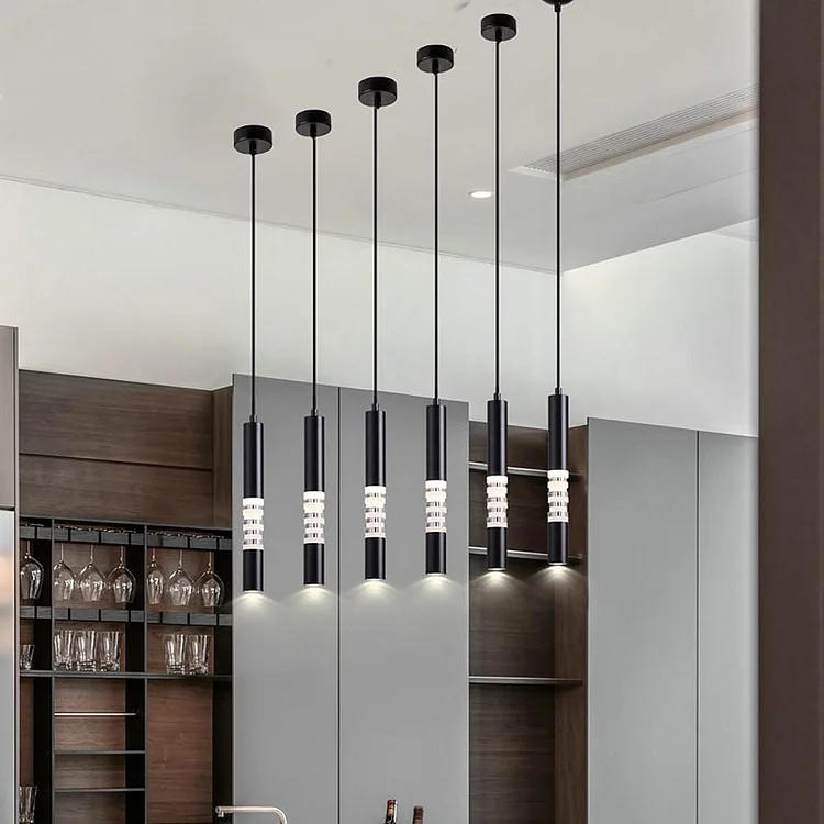 Cylindrical Linear Metal Acrylic Industrial Foyer Pendant Light Ceiling Light - Appledas