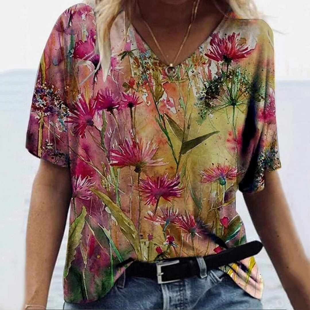 Hummingbird Flowers Printed Women's T-shirt