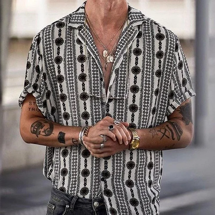 Men's Lapel Print Casual Shirt Radinnoo.com