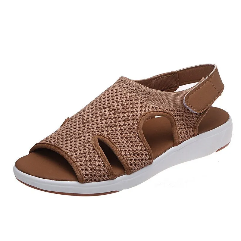 Lucyever women's breathable mesh sandals 2021 plus size 35-45 summer knitted sports shoes sandalias mujer platform flats woman