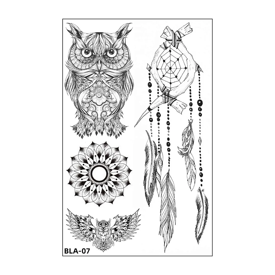 Women Waterproof Temporary Tattoo Sticker Mandala Flower Tatoo Elephant Feather Body Art Water Transfer Clavicle Temporary Tatto